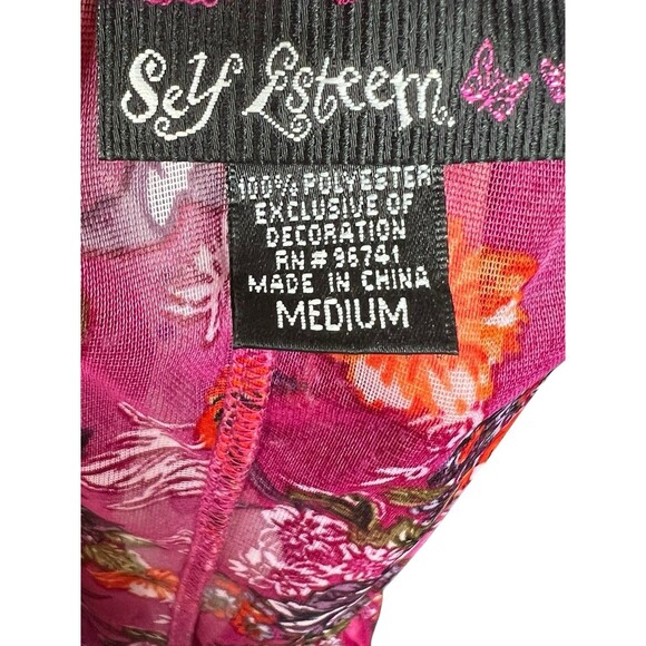 Self Esteem Y2K Women's Med Semi Sheer Floral Blouse Whimsical Romantic 90s - Picture 8 of 11